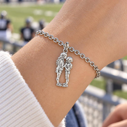 Sideline Kiss Football Charm Bracelet Set – worn / in use