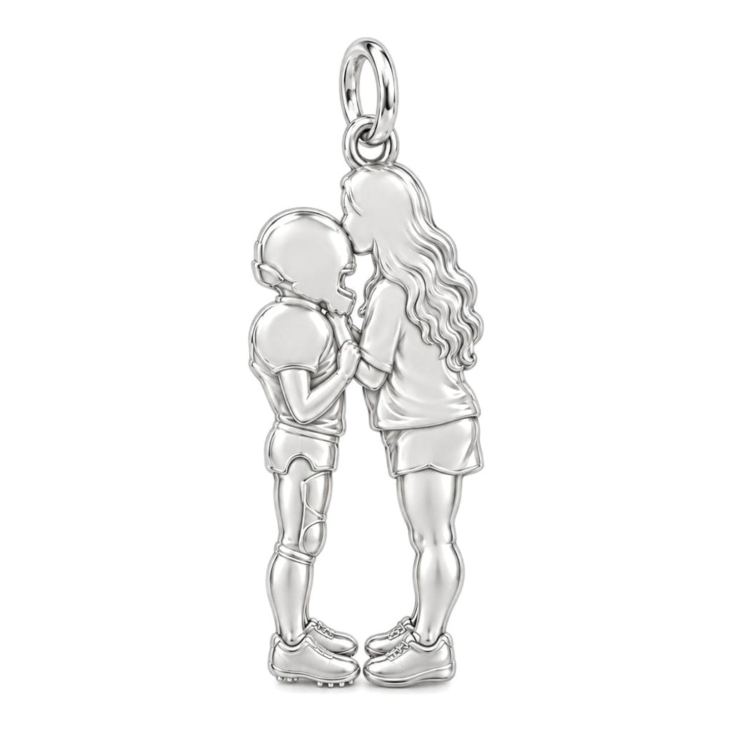 Sideline Kiss Football Charm Bracelet Set – back of the charm, engraving area