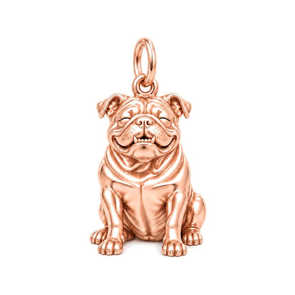 Signature Expression of Bulldog Charm Bracelet – Personalized Dog Mom Gift – rose gold charm, front view