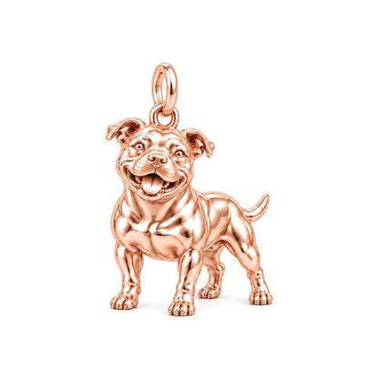 Signature Expression of Staffordshire Bull Terrier– Personalized Dog Mom Gift – rose gold charm, front view