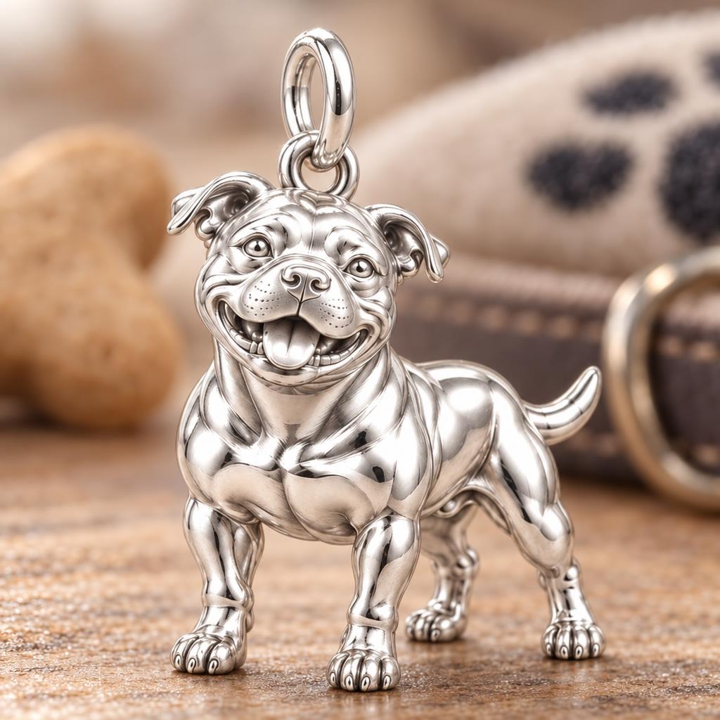 Signature Expression of Staffordshire Bull Terrier– Personalized Dog Mom Gift – macro detail of the charm