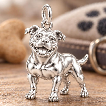 Signature Expression of Staffordshire Bull Terrier– Personalized Dog Mom Gift – macro detail of the charm