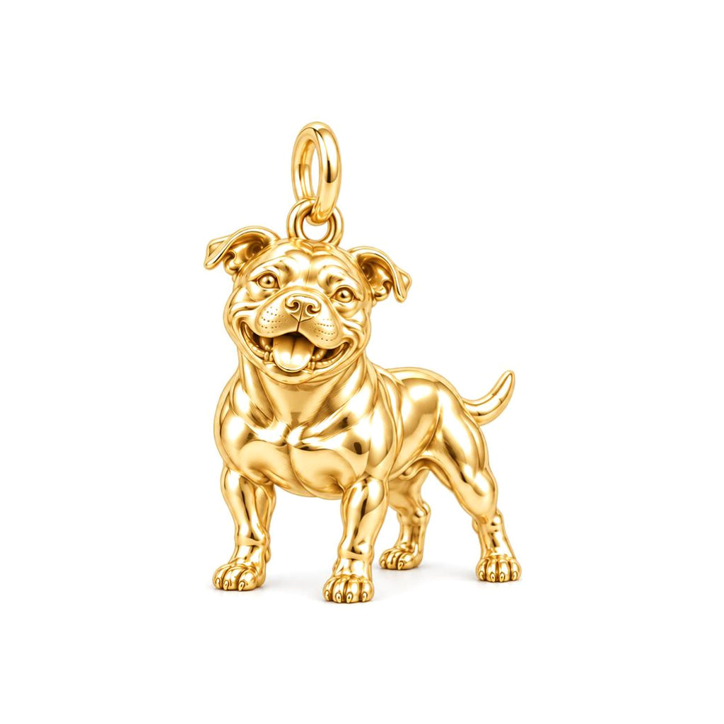 Signature Expression of Staffordshire Bull Terrier– Personalized Dog Mom Gift – 18K gold charm, front view
