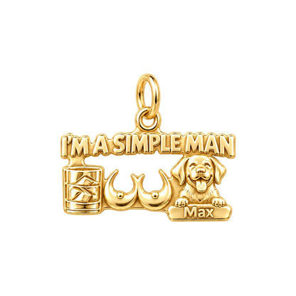 Simple Man Favorites Charm Bracelet – Personalized Man Gift – 18K gold plated 3 cm charm, front view