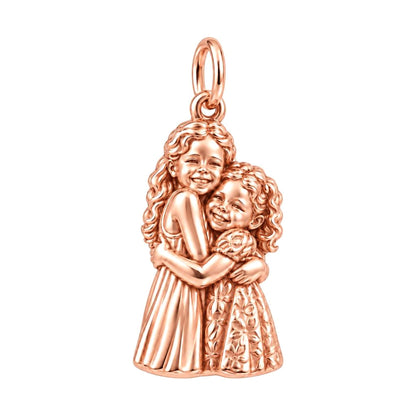 Sisterly Embrace Charm Bracelet – Personalized Mom Gift – rose gold charm, front view