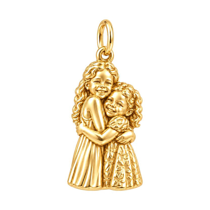 Sisterly Embrace Charm Bracelet – Personalized Mom Gift – 18K gold charm, front view