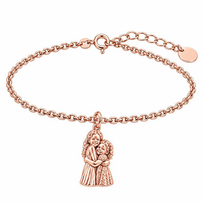 Sisterly Embrace Charm Bracelet Set – rose gold, front view