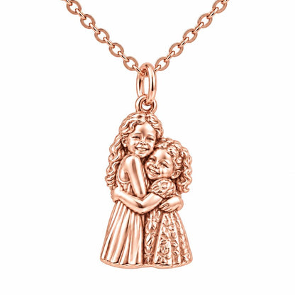 Sisterly Embrace Charm Necklace Set – rose gold, front view
