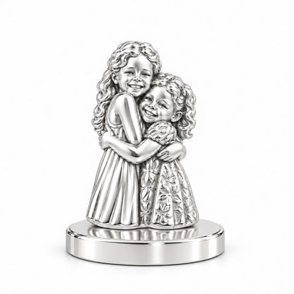 Sisterly Embrace Keepsake Plaque – silver, front view