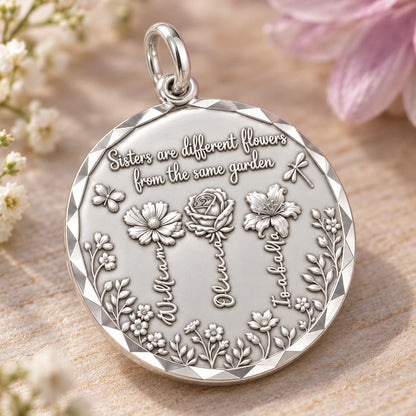 Sisters Garden Bloom Charm and Polyester Cord Bracelet Set – macro detail of the charm