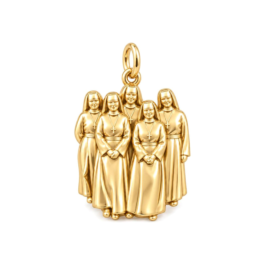 Sisters in Faith Charm Bracelet – Personalized  Photo Gift – 18K gold charm, front view