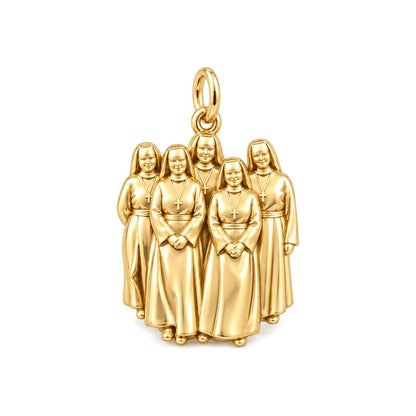 Sisters in Faith Charm Bracelet – Personalized  Photo Gift – 18K gold charm, front view
