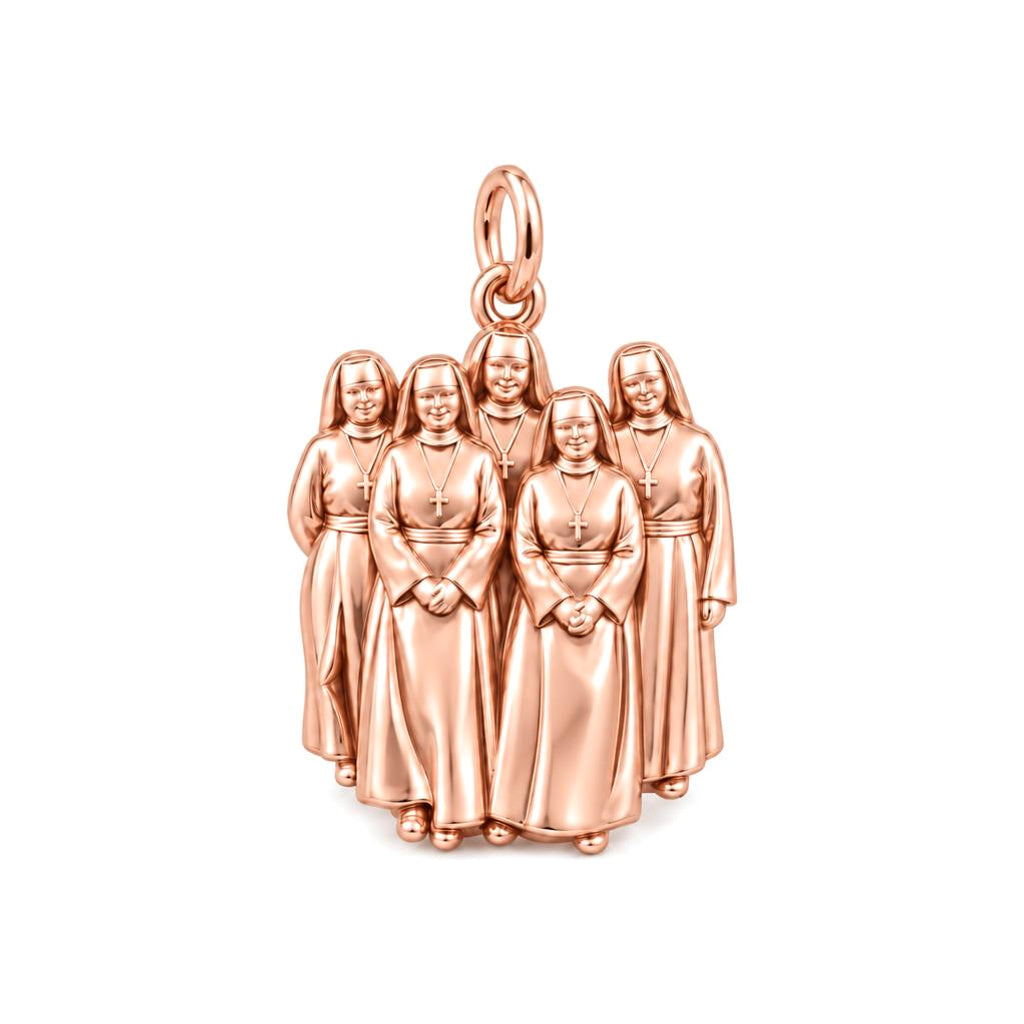 Sisters in Faith Charm Bracelet – Personalized  Photo Gift – rose gold charm, front view