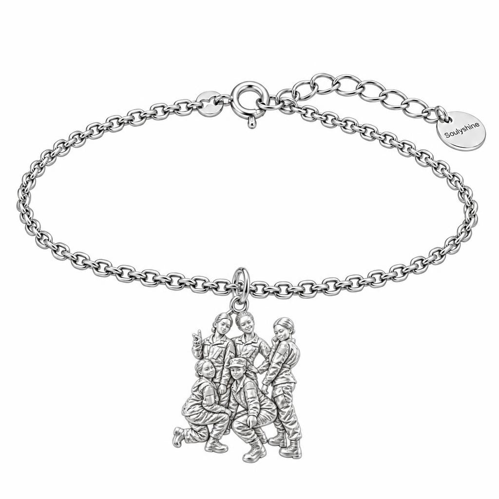 Sisters in Service Charm Bracelet Set – silver, front view
