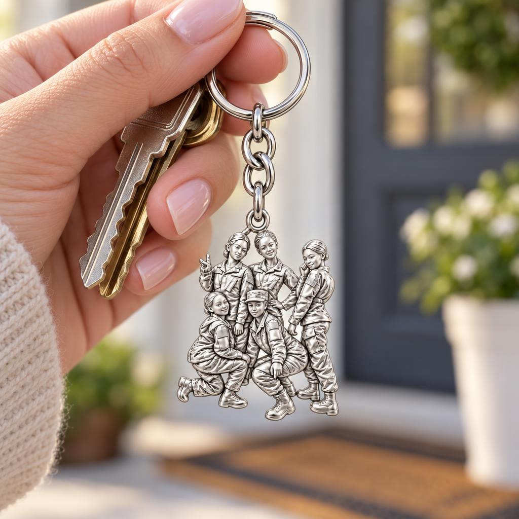 Sisters in Service Charm Keychain – worn / in use