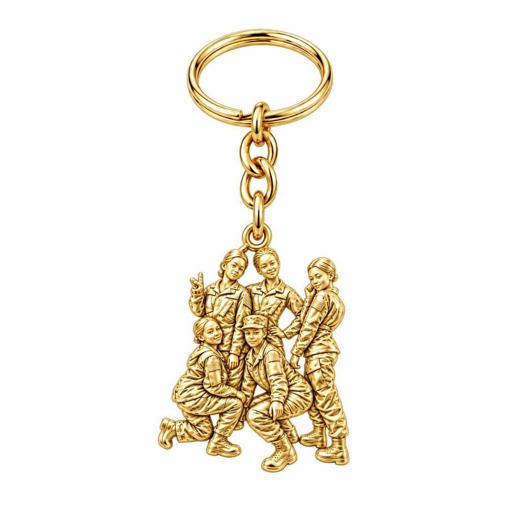 Sisters in Service Charm Keychain – 18K gold, front view