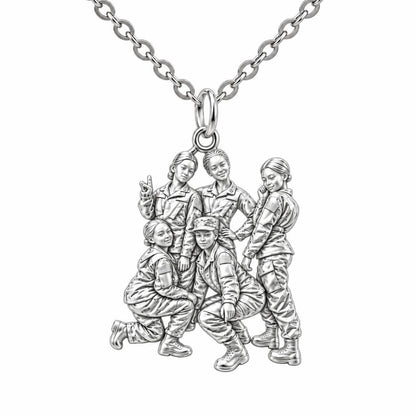 Sisters in Service Charm Necklace Set – silver, front view