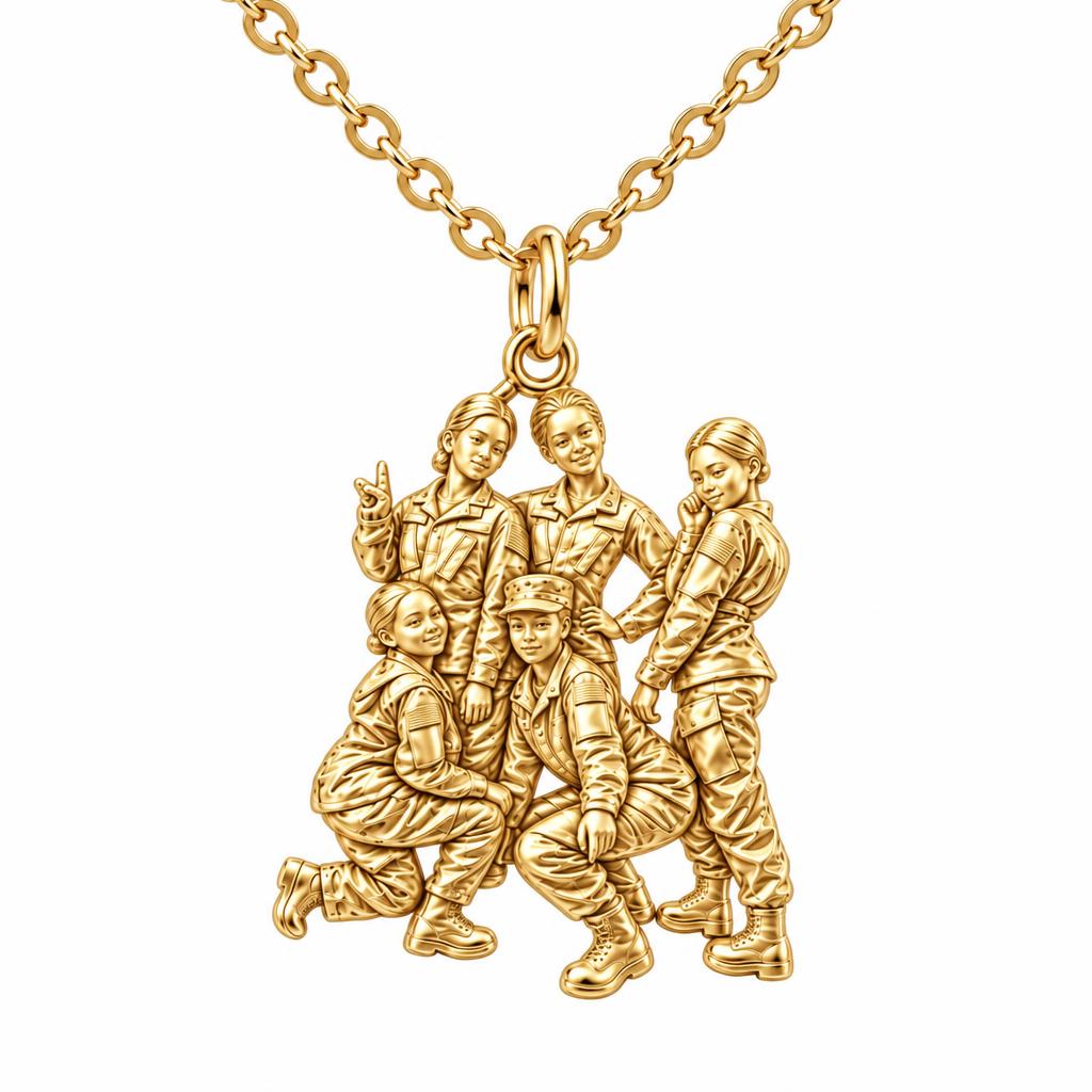 Sisters in Service Charm Necklace Set – 18K gold, front view