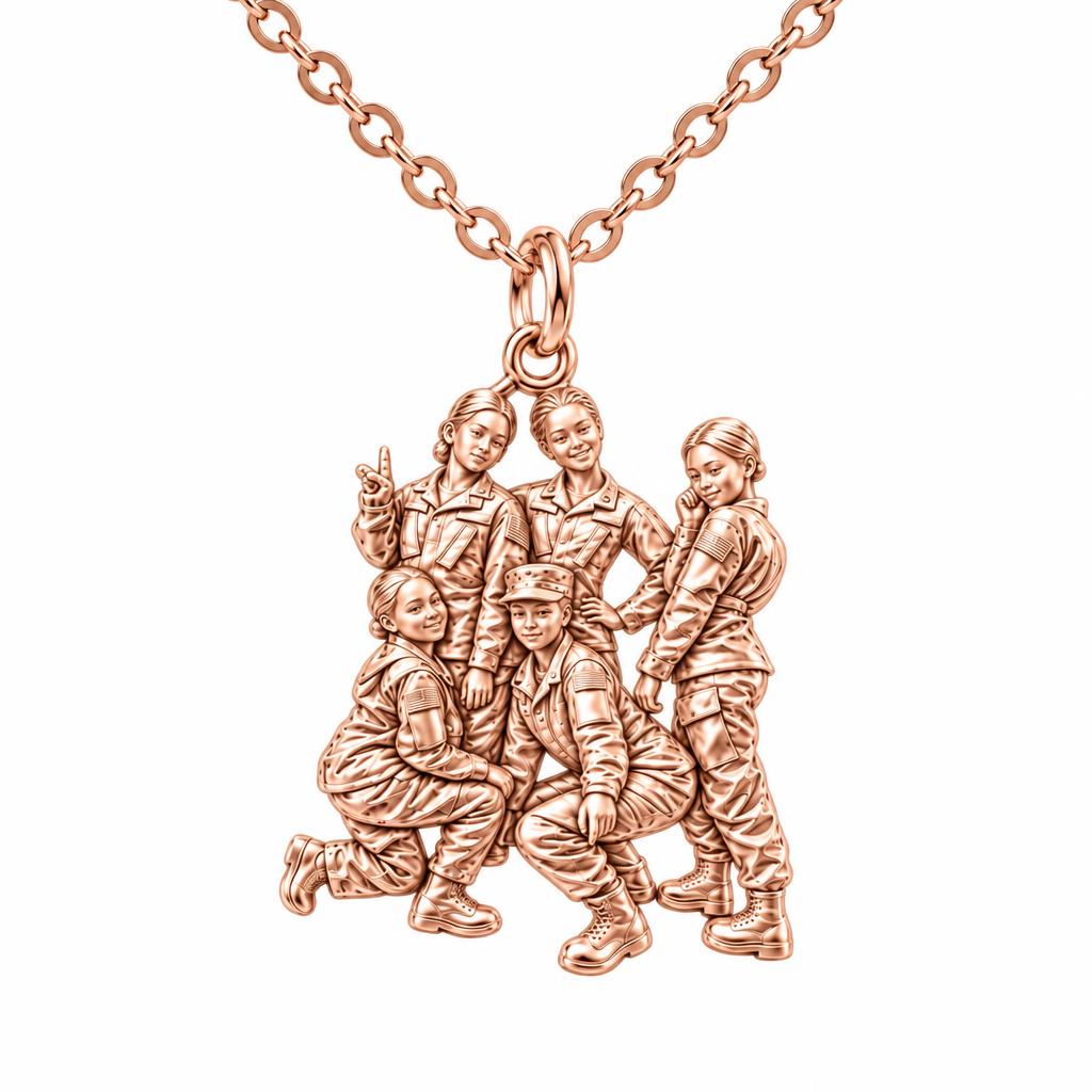 Sisters in Service Charm Necklace Set – rose gold, front view