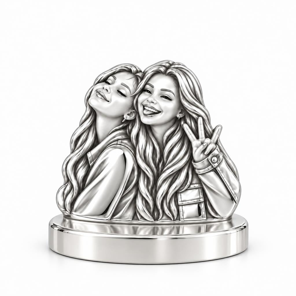 Sisters Side by Side Keepsake Plaque – silver, front view