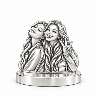 Sisters Side by Side Keepsake Plaque – silver, front view