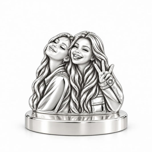 Sisters Side by Side Keepsake Plaque – silver, front view