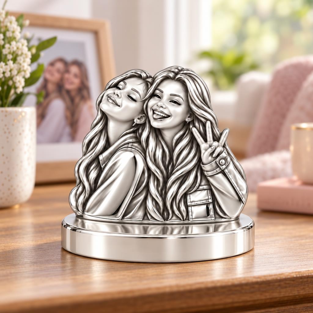 Sisters Side by Side Keepsake Plaque – worn / in use