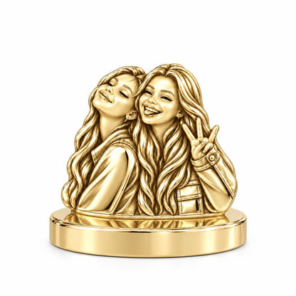 Sisters Side by Side Keepsake Plaque – 18K gold, front view