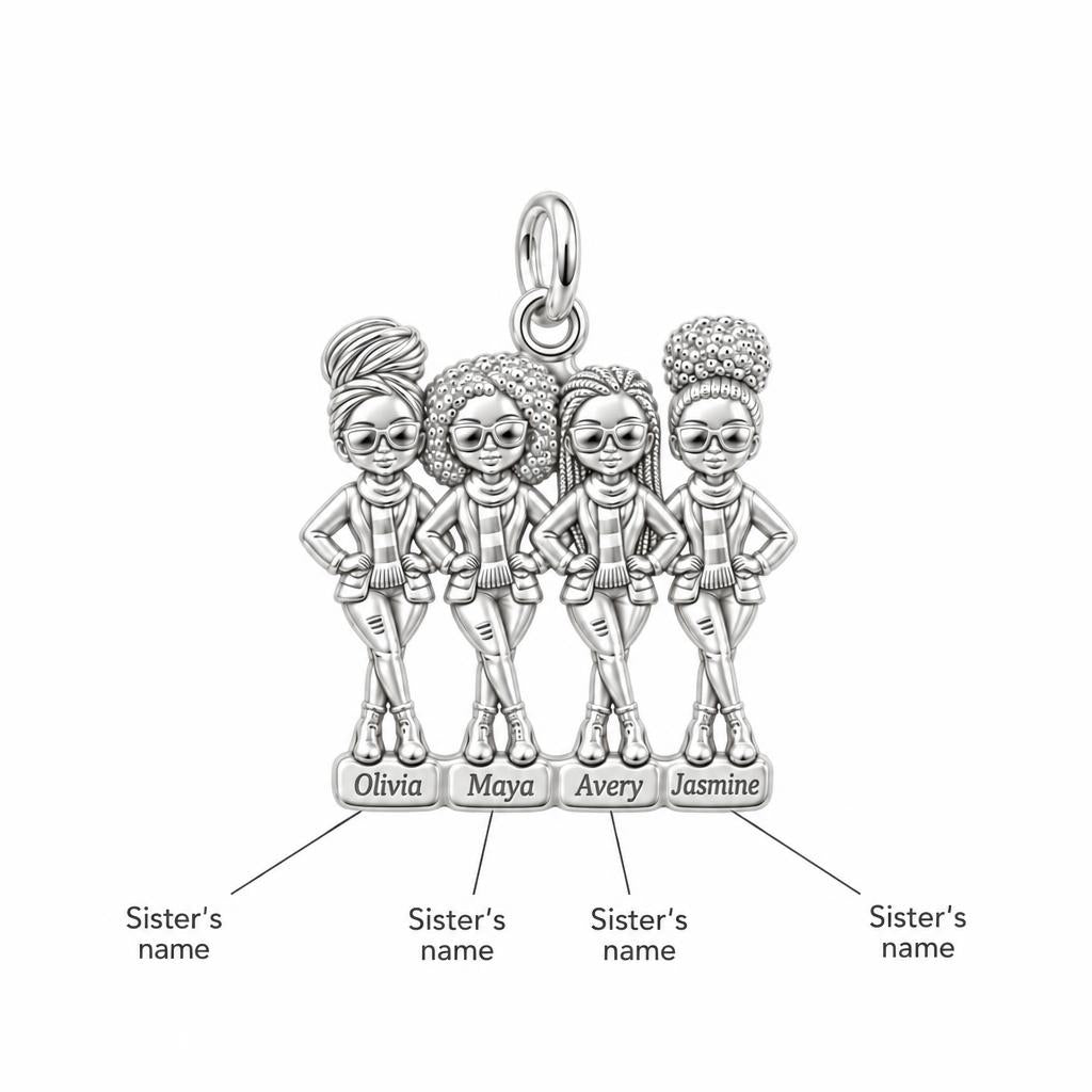 Sisters Standing Together Charm Bracelet – Personalized Sister Gift – personalization guide