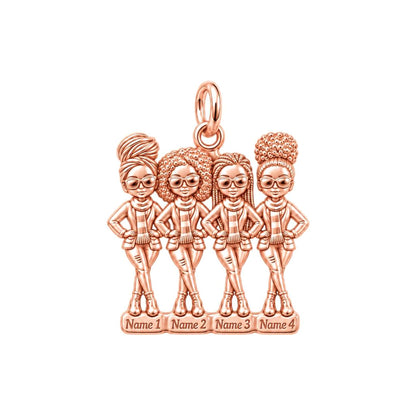 Sisters Standing Together Charm Bracelet – Personalized Sister Gift – rose gold 3 cm charm, front view