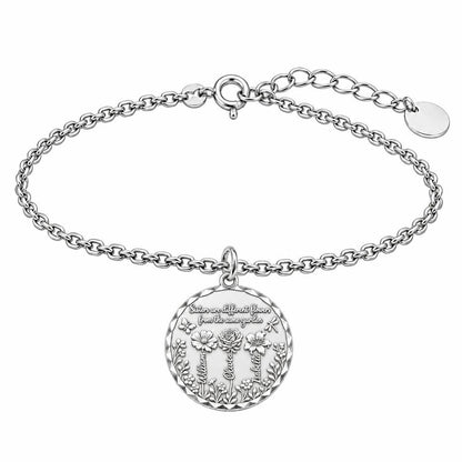 Sisters Wildflower Garden Charm Bracelet Set – silver, front view