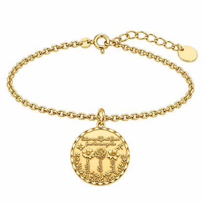 Sisters Wildflower Garden Charm Bracelet Set – 18K gold, front view