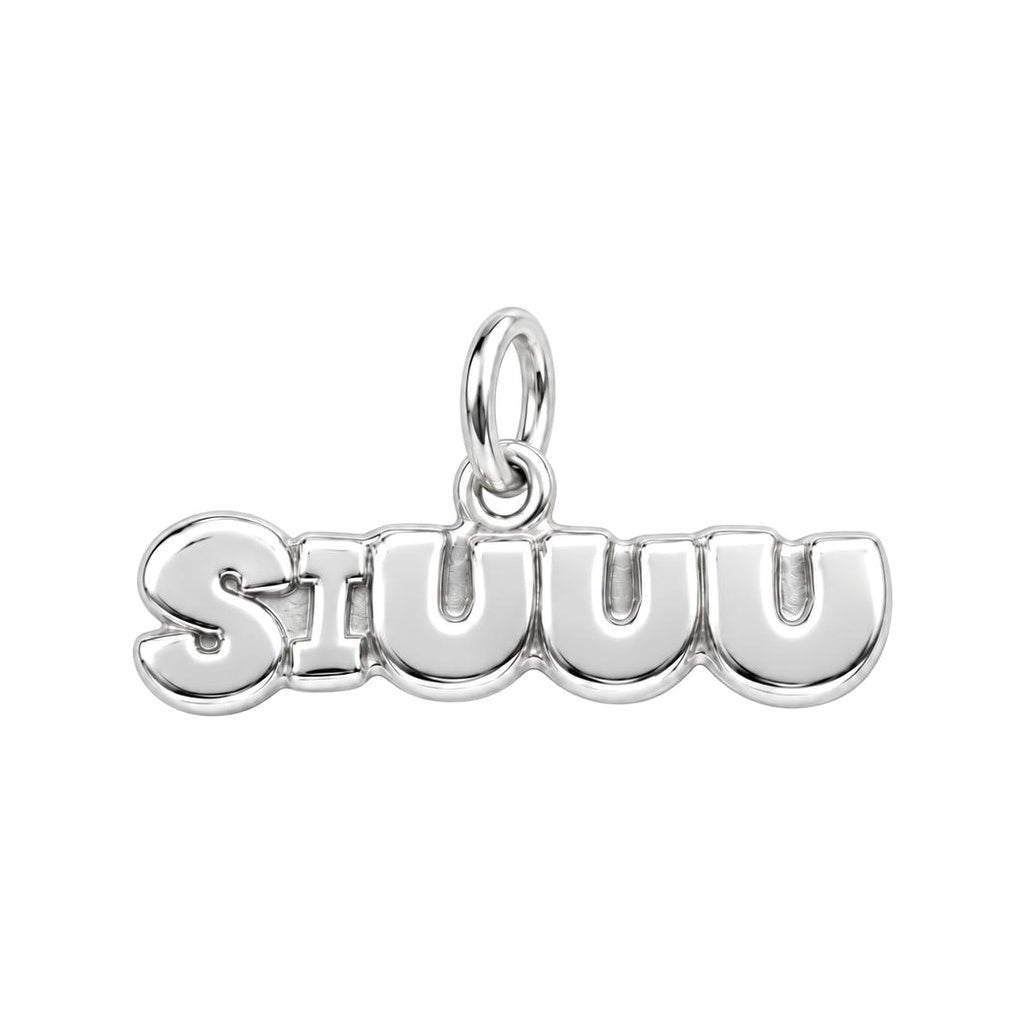Siuuu Celebration Charm Bracelet – Personalized Athlete Gift – silver charm, front view