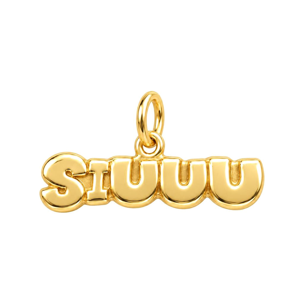 Siuuu Celebration Charm Bracelet – Personalized Athlete Gift – 18K gold charm, front view