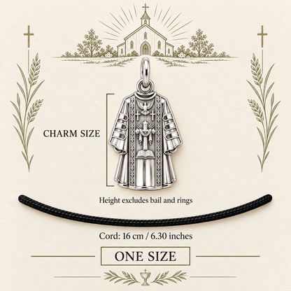 Thank You Father Priest Vestment Charm and Polyester Cord Bracelet Set Gift