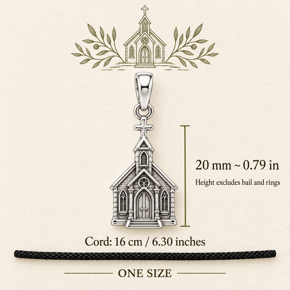 Church Chapel Charm and Polyester Cord Bracelet Set Gift