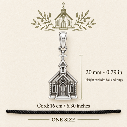 Church Chapel Charm and Polyester Cord Bracelet Set Gift