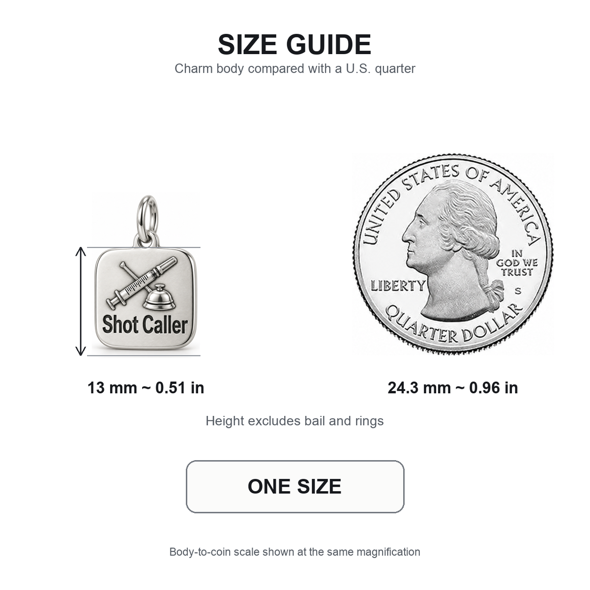 Shot Caller Engraved Nurse Charm | 13 mm size guide | 7be1af030fa9f15178278754ac99550f55d83fa67bbc9d423d32e13a4da34d5b