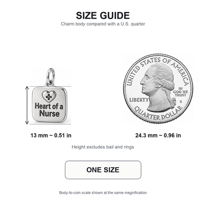 Heart of a Nurse Engraved Nurse Charm | 13 mm size guide | aecd2e8de20a0b58f79bf33abb61882dc1f33f950bf8f5c5081c649e8c32df2b
