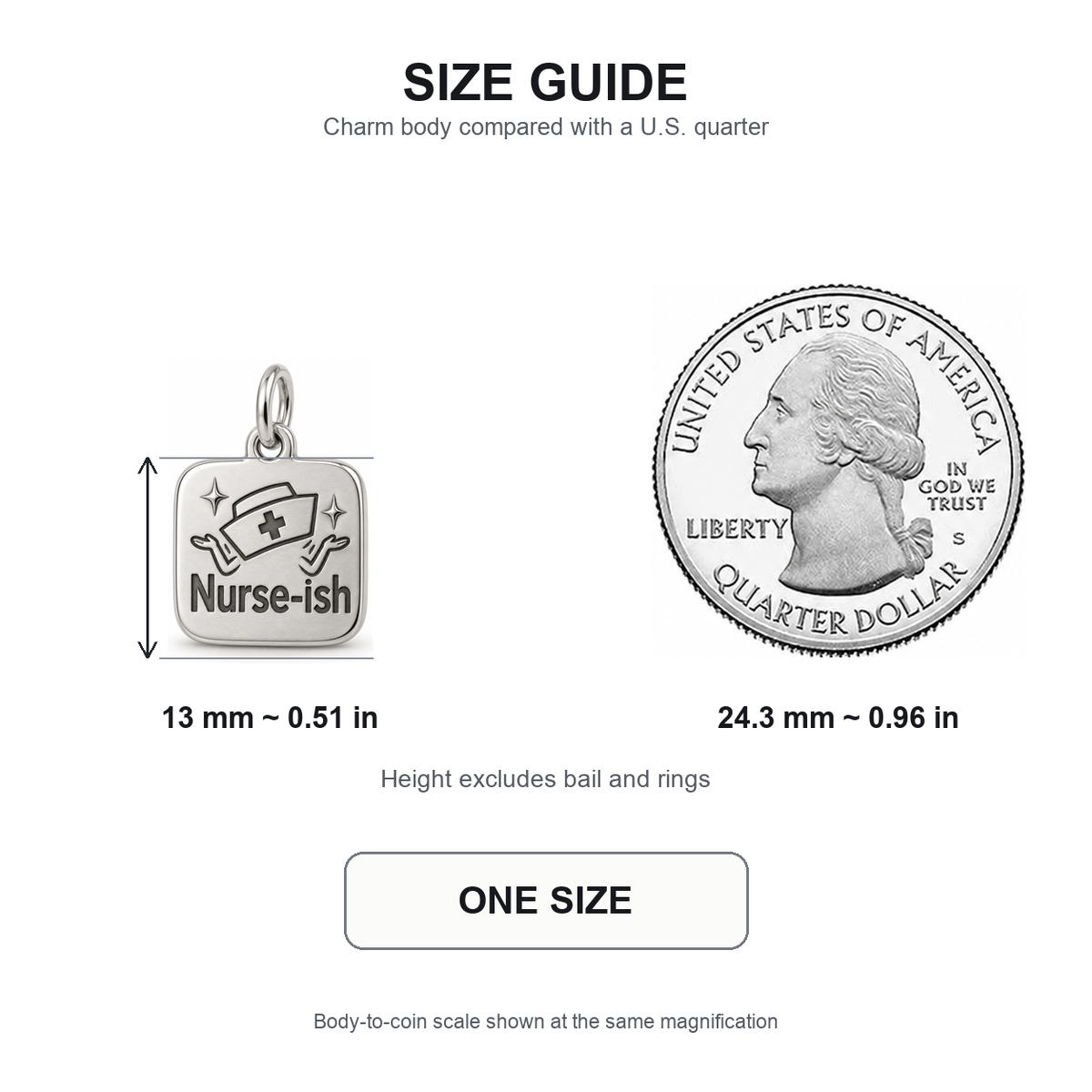 Nurse-ish Engraved Nurse Charm | 13 mm size guide | 2e2df6caabfa102cb1cc0ebd67ab4481d5896e46191eb76ebf70c35c8cb1305c