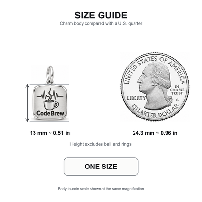 Code Brew Engraved Nurse Charm | 13 mm size guide | 6a1b06874366f733b44487029eddb6a738034d3350aac798247798de2b497644