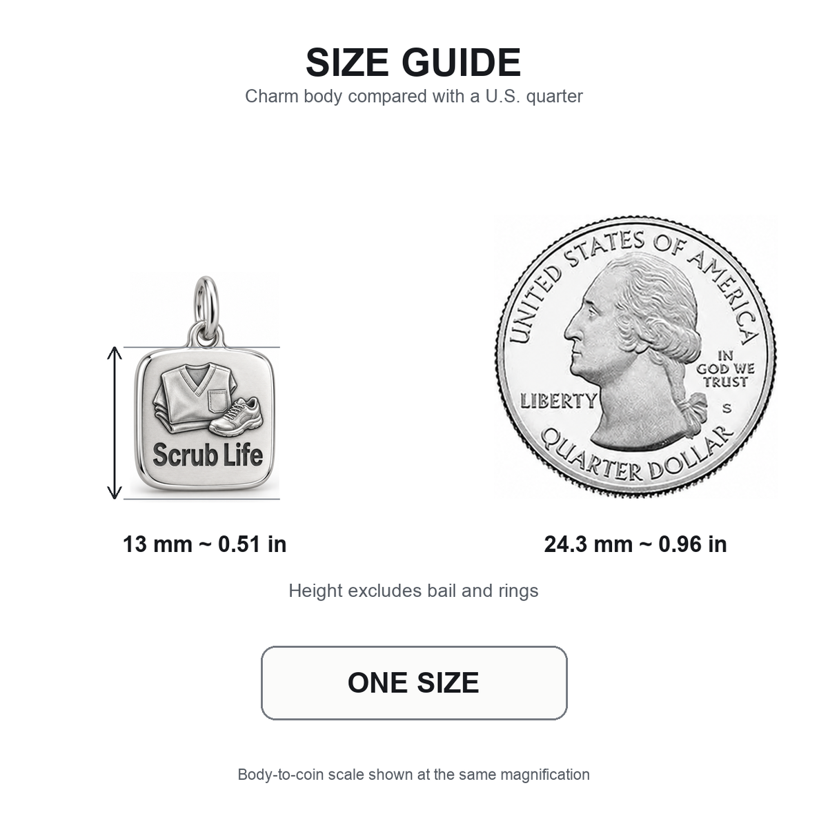 Scrub Life Folded Scrubs Engraved Nurse Charm | 13 mm size guide | b687d304103ee66b491529f385ba3f2fdebde47b8abbfd21f465f1c46a0fe9c2