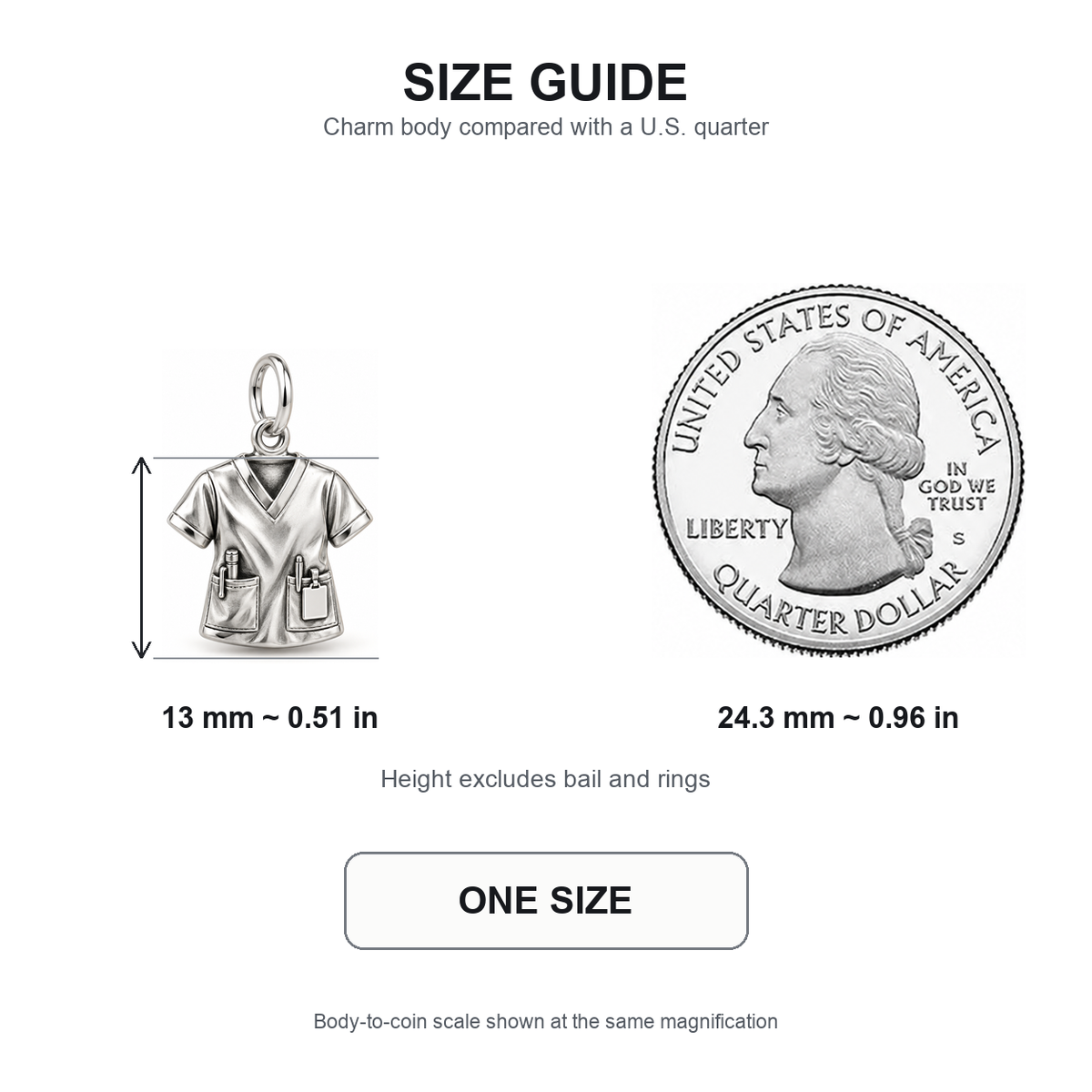 Nurse Scrub Top Dangle Charm | 13 mm size guide | 7c43704dbf28f45a98b0c0fe2b852407ab9d8a9ec549fb9bc647ff1978b63eef