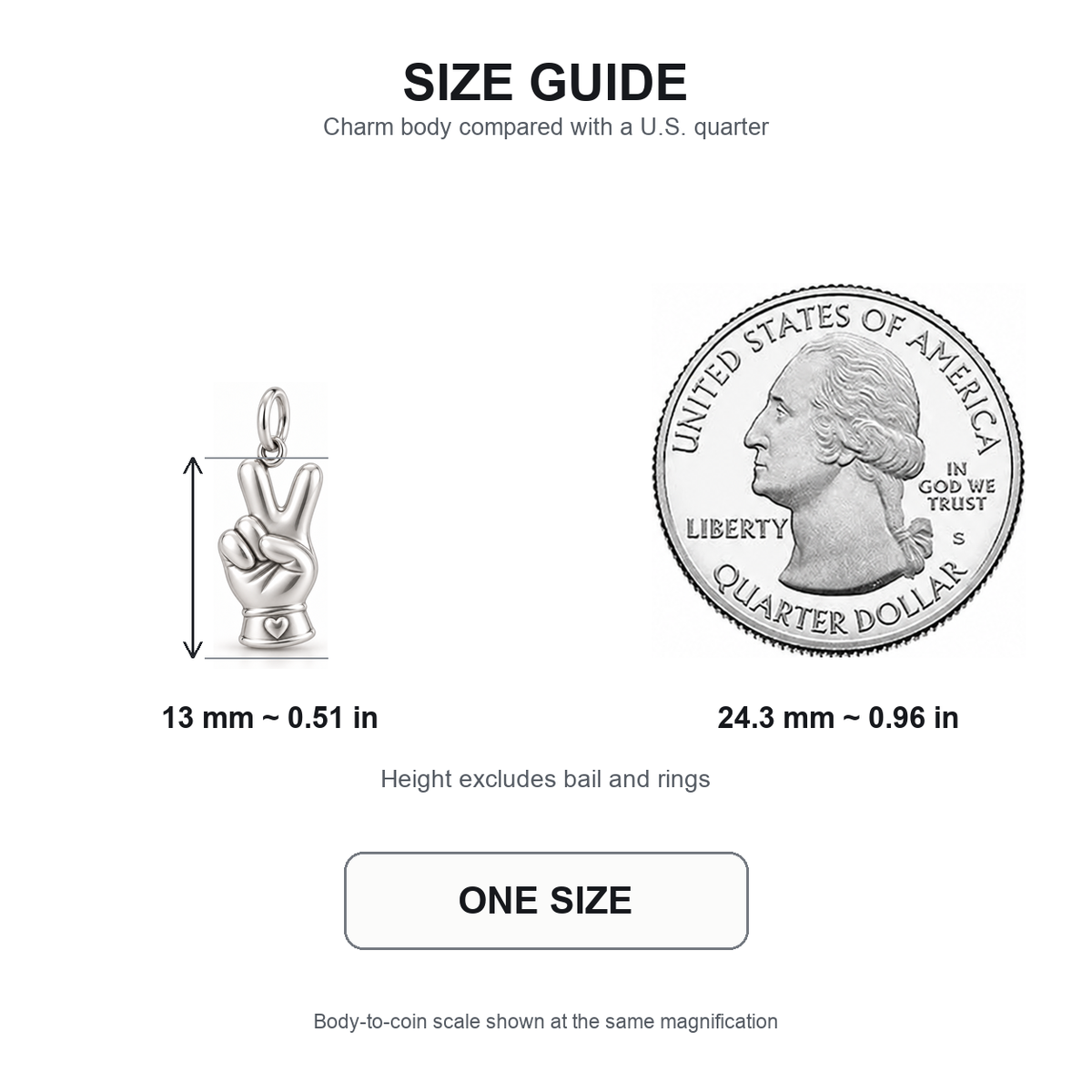 Nurse Glove Peace Sign Dangle Charm | 13 mm size guide | d6fc15432197ae2acdab23ec126e3c49a529619c0908e294624da6f075198b61