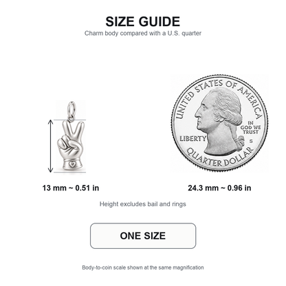 Nurse Glove Peace Sign Dangle Charm | 13 mm size guide | d6fc15432197ae2acdab23ec126e3c49a529619c0908e294624da6f075198b61
