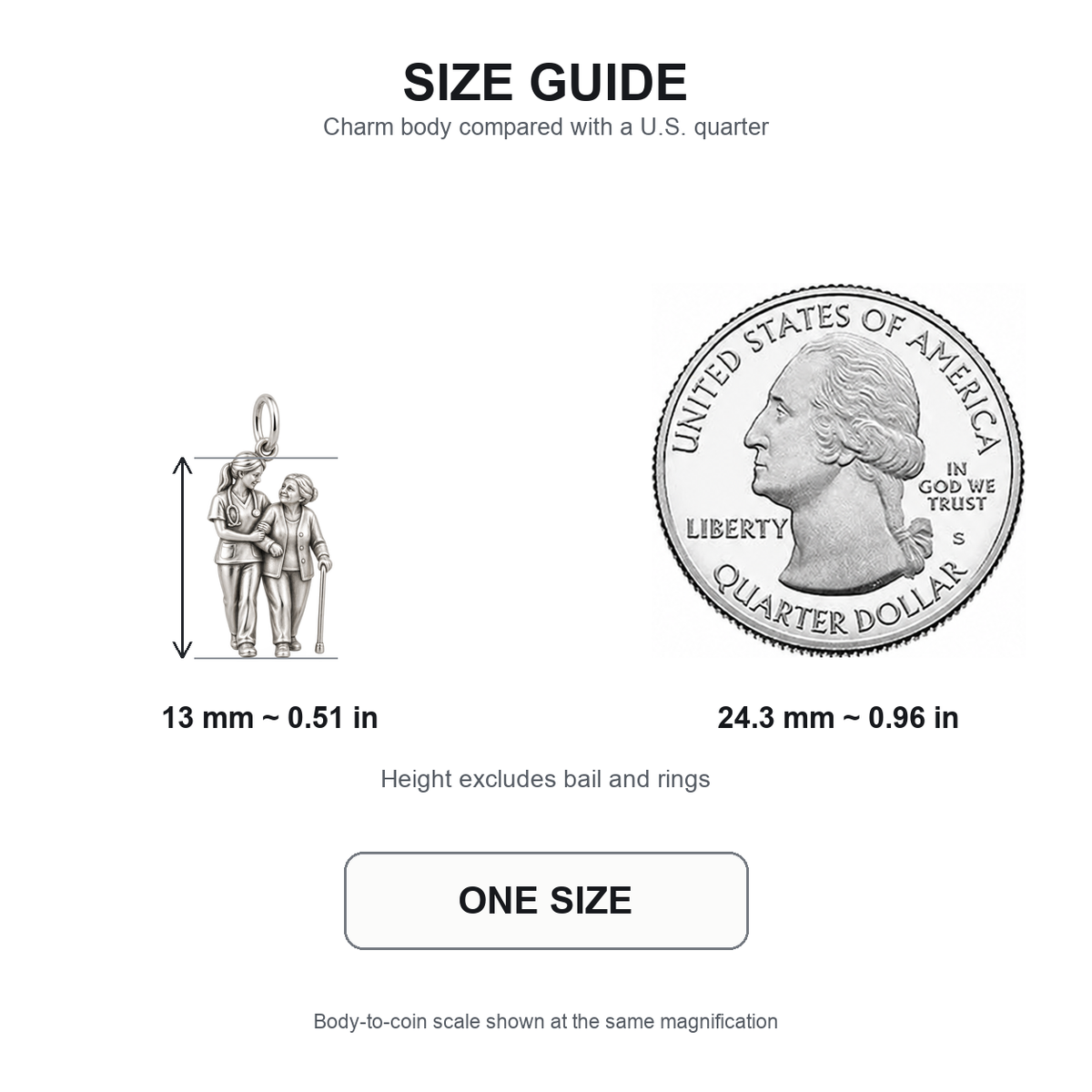 Nurse Patient Support Dangle Charm | 13 mm size guide | ff77fc0cc2a0c017c79633b6154ba276dcd3e4aaa17c2a3469db2668f9744fc4