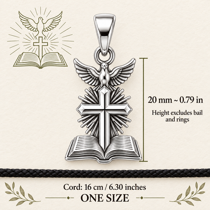 Holy Spirit Cross Bible Charm and Polyester Cord Bracelet Set Gift