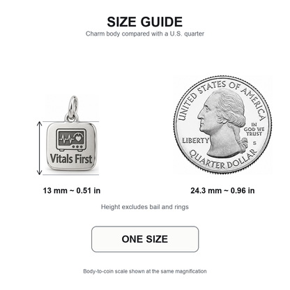 Vitals First Engraved Nurse Charm | 13 mm size guide | f0c56e700305c4f5cc16d6bd1affbfb162ddce3cff4342dca2e13a504ba99fae