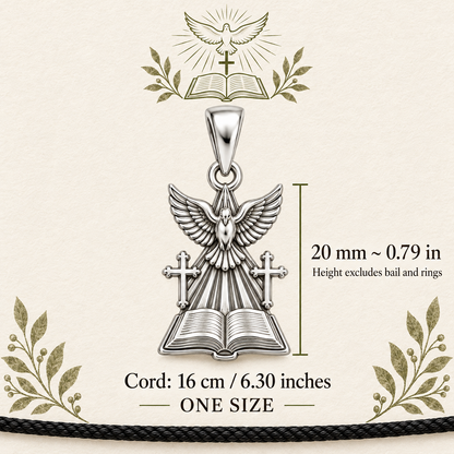 Holy Spirit Dove Bible Charm and Polyester Cord Bracelet Set Gift