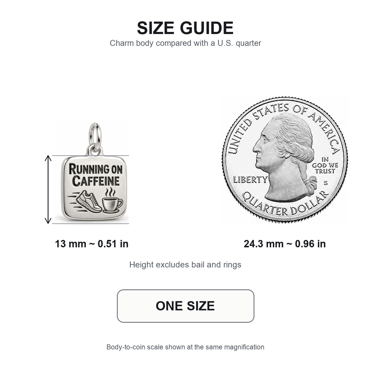 Running on Caffeine Engraved Nurse Charm | 13 mm size guide | 9ad54a86f29dfb8b4efe1393f1a499c2a65a0a7edb489cc7c8db884900a9001a